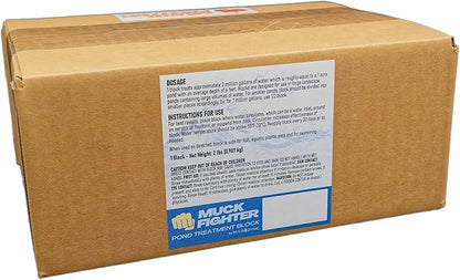Muck Fighter Pond Treatment Block | Lasts 30 days | Natural Pond Bacteria & Sludge Decomposing Enzymes | Water Clearing Odor Eliminating Microbes | Safe for Fish, Pets, & Recreation (4-pack)