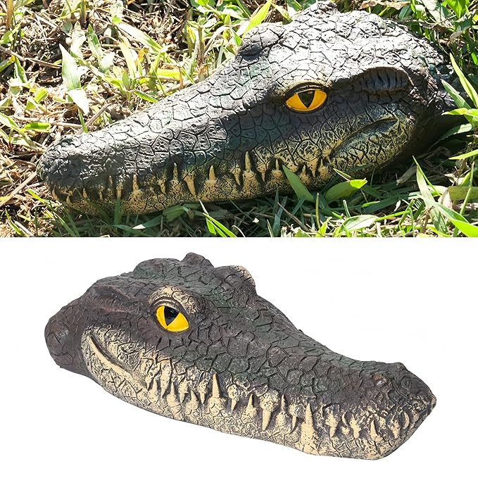 Floating Alligator Head Decoy for Ponds & Pools – Realistic Crocodile Head Garden Decor, Floating Alligator Garden Accent for Pond, Pool, and Yard Decoration