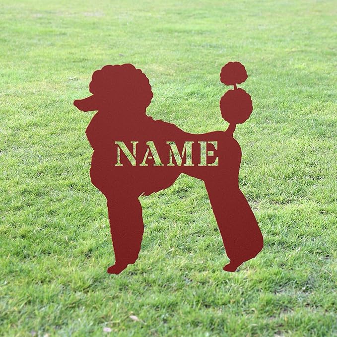 Custom Poodle Red Garden Statue Stake,Custom Poodle Outdoor Yard Art Decor,Memorial Remembrance Sculpture for Yard Garden Porch Lawn Grassland Park Farm Flowerpot Decor.