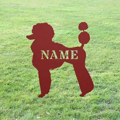 Custom Poodle Red Garden Statue Stake,Custom Poodle Outdoor Yard Art Decor,Memorial Remembrance Sculpture for Yard Garden Porch Lawn Grassland Park Farm Flowerpot Decor.