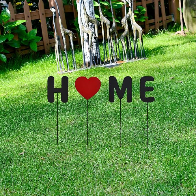 Metal Letters Garden Stakes Yard Art Word Sign Lawn Decoration Indoor Outdoor Plant Pot Decor Decorative Stick for Patio Pathway Flower Bed (Home)