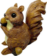 Brown Squirrel Statue with Acorn – Hand-Painted Polyresin Garden Figurine for Lawn, Patio & Planters – Rustic Outdoor Animal Décor