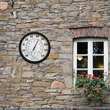 Indoor Outdoor Thermometer Large Numbers 12 Inch Wall Weather Thermometer Hanging Garden Decor Hygrometer No Battery Needed (Black)