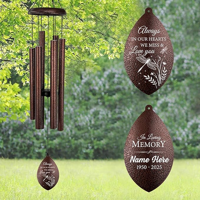 ASTARIN Personalized Sympathy Wind Chime, Deep Tone Wind Chimes for Outside, Sympathy Gifts for Loss of Mom, Bereavement Gifts for Funeral/Condolences/Memorial(Produced in USA)