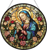 Virgin Mary Stained Glass Suncatcher Stained Glass Window Hanging Home Decor Garden Halloween Christmas Party Wedding Housewarming Gifts
