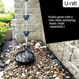 U-nitt Rain Chain Water Collection for Gutters Rainwater Catcher & Diverter, 8.5 FT Chains for Outside Garden, Sunflower Cups, Roof Downspout, Works with Heavy Rain, w/ Gutter Clip for Rainchains