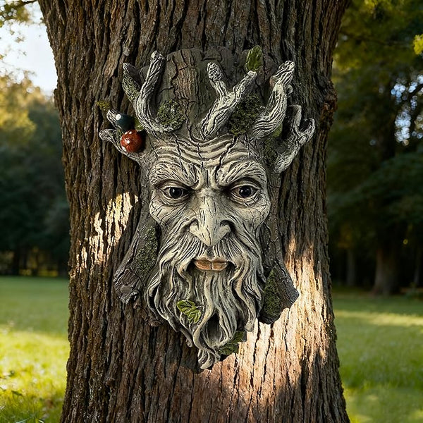 Blue Eye Mushroom Tree Face Sculpture, Funny Blue Eye Mushroom Old Man Tree Hugger Statue, Indoor & Outdoor Creative Props for Garden and Home