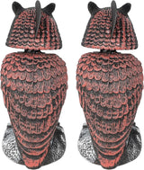 Hausse 2 Pack Fake Owl Decoys to Scare Birds Away, Rotating Head Plastic Owl Bird Deterrents, 10.6 Inch Height Bird Scarecrow Nature Enemy Horned Pest Repellent for Outdoor Garden Yard