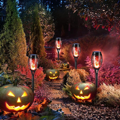 Toodour Solar Torch Flame Lights, 6 Pack Solar Lights Outdoor with Flickering Flame, Waterproof Patio Light Landscape Decoration Lighting for Garden, Lawn, Yard, Outdoor Decor - Red
