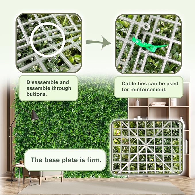 Greenery Faux Grass Wall Backdrop: 80"x120" (67 SQFT) UV-Anti Artificial Green Boxwood Panel for Patio Balcony Privacy & Ivy Fence Covering Privacy, Garden, Backyard Wall Backdrop Decor