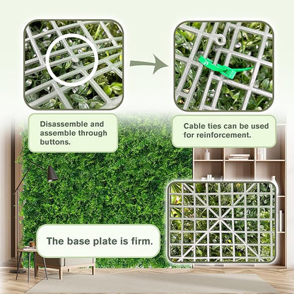 Greenery Faux Grass Wall Backdrop 60"x128" (53.5 SQFT) UV-Anti Artificial Green Boxwood Panel for Patio Balcony Privacy & Ivy Fence Covering Privacy, Garden, Backyard Wall Backdrop Decor