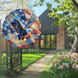 Eagle Flag Wind Spinner Outdoor, USA 250th Anniversary Wind Chime, 8 Inch 3D Metal Garden Wind Spinner, Stainless Steel Patriotic Yard Hanging Decor Gift