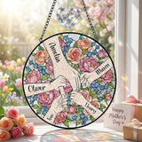Personalized Mothers Day Stained Glass Gifts for Mom, Custom Name Windows Hanging, Suncatcher Ornament Decor Gift from Daugher Son Husband