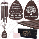 Retirement Gifts Wind Chimes - Metal Hummingbird Windchimes with Greeting Card Indoor Outdoor Hanging Decor Retirement Gift for Woman Men Grandma Grandpa Coworker Boss Teacher Nurse Friends