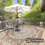 Pauwer Waterproof Outdoor Rug 9x12, Reversible Plastic Straw Patio Camping Rug, Indoor Outdoor RV Mat Carpet for Deck, Camper, Porch, Balcony, Backyard, Picnic, Boho Brown
