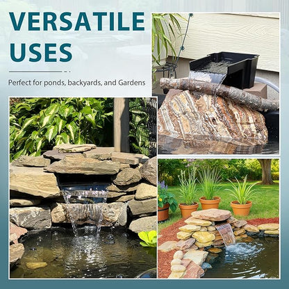 Buzzlett Waterfall Spillway with 8 inch Wide Weir, Smooth Flow Pond Waterfall Box, Easy Installation, Durable Construction, Long-Lasting for Outdoor, Ideal for Gardens, Pond Water Features and Streams