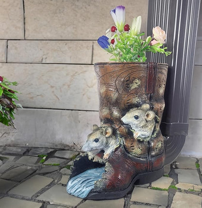 Mouse Sculpture Gutter Diverter Rain,Deco Gutter Extension Downspout,Eco-Friendly Resin Statues Gutter Extender Diverter,Splash Block, Perfect Rain Gutter Downspout Extension for 3"x4" Downspouts