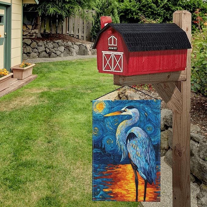 Stork Bird Garden Flag Seasonal Double Sided 12 x 18 Inch Small Yard Flag for Indoor Outdoor Decor Holiday All Seasons