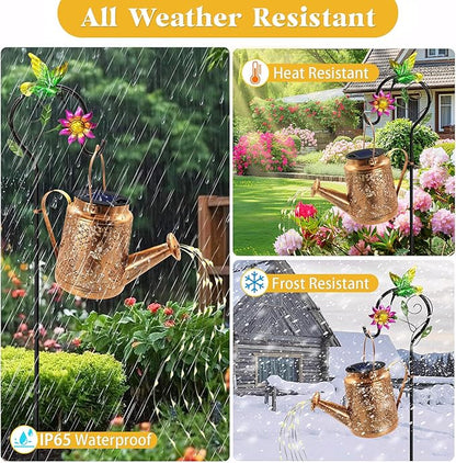 Solar Watering Can Lights, Hummingbird Hanging Lanterns Outdoor, Birthday Gifts for Mom Women Grandma Mother's Day, Waterproof Solar Lights Garden Decor for Outside Yard Art Patio Porch Lawn Backyard