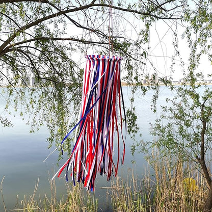 Satin Ribbon Windsock Streamer, Outdoor Decorations for Your Patio, Garden, Yard, Dock and Camper, 41-Inch, WS41-LBH