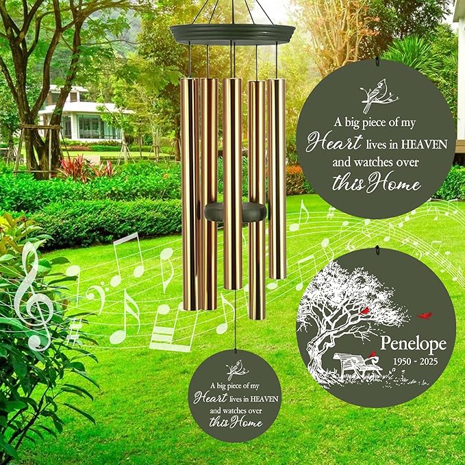ASTARIN Personalized Wind Chimes Memorial, 30/36 in Cardinal Memorial Wind Chimes, Life Tree Custom Sympathy Gifts in Loving Memory of Mom/Dad, Wind Chime for Loss of Loved Ones(Produced in USA)