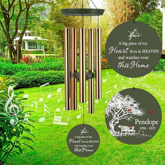 ASTARIN Personalized Wind Chimes Memorial, 30/36 in Cardinal Memorial Wind Chimes, Life Tree Custom Sympathy Gifts in Loving Memory of Mom/Dad, Wind Chime for Loss of Loved Ones(Produced in USA)