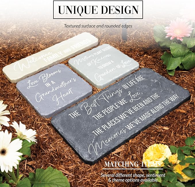 Pavilion – Love Blooms Grandmother’s Heart – 7.75” Indoor Outdoor Weatherproof Decorative Garden Stepping Stone Housewarming Mother’s Day Grandma Gift
