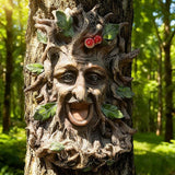 Teaeeno Charming Tree Face Garden Decor, Bird Feeders for Outdoors, Large Outdoor Tree Hugger for Halloween, Funny Animal Feeder, Trees Decoration Outdoor Wallmounted Statue