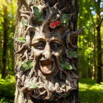 Teaeeno Charming Tree Face Garden Decor, Bird Feeders for Outdoors, Large Outdoor Tree Hugger for Halloween, Funny Animal Feeder, Trees Decoration Outdoor Wallmounted Statue