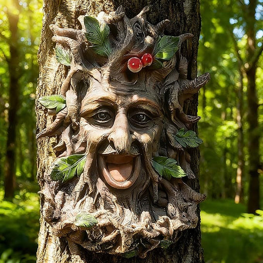 Teaeeno Charming Tree Face Garden Decor, Bird Feeders for Outdoors, Large Outdoor Tree Hugger for Halloween, Funny Animal Feeder, Trees Decoration Outdoor Wallmounted Statue