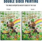 Beagle St Patricks Day Garden Flag Dog St Patrick's Day Yard Flags for Outside 12x18 Double Sided Buffalo Plaid Shamrock Flag Small Outdoor Rainbow St Patrick's Decor