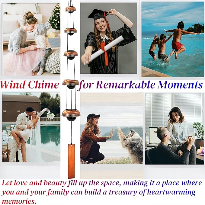 36.8” Handcrafted Copper Wind Chimes – Deep Tone Bells for Garden, Patio, Porch & Zen Décor – Unique Feng Shui, Meditation & Relaxation Gifts for Mom, Dad, Memorial Gardens