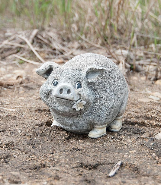 Roman 6" H Pig in Rain Boots Statue Pudgy Pals, Garden Decor