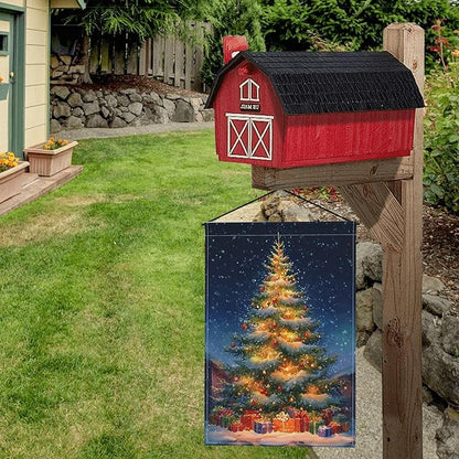Christmas Tree Garden Flag Seasonal Double Sided 12 x 18 Inch Small Yard Flag for Indoor Outdoor Decor Holiday All Seasons