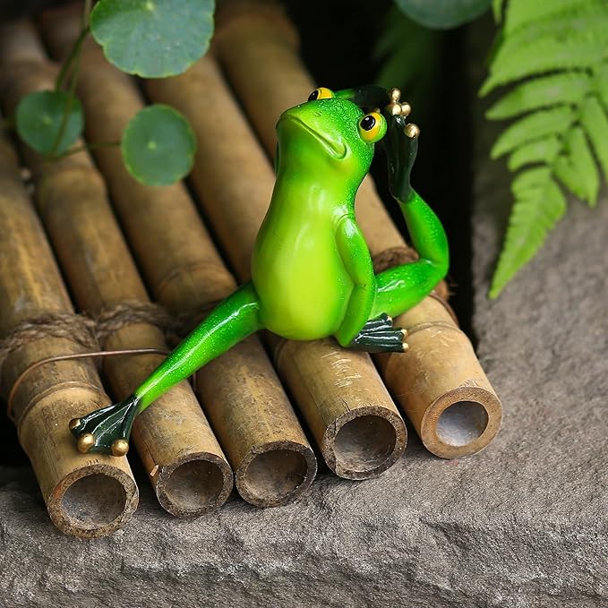 Cute Statues Frog Statue Outdoor Garden Sculptures for Yard Lawn Resin Animal Figurines Yoga Art Backyard Decor(Half Pigeon Pose)