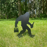 2025 Funny Bigfoot Garden Stake Metal Sign Art Yard Animal Decoration, Various Metal Sasquatch Black Big Foot Sculpture Outdoor Silhouette Statues for Garden Yard Patio Lawn (Beer)