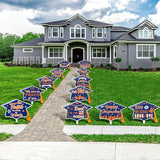Chunful 12 Pack Graduation Yard Signs Grad Decoration 2026 Happy Graduate Lawn Garden Sign with Stake Congrats Outdoor Plastic Cap Hanging Ornament for Class Pathway Walkway Porch Party(Blue Orange)