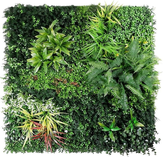 Artificial Plant Wall Panels, 40"x 40" Greenery Boxwood Panels with UV Protection, Faux Grass Ivy Privacy Screen Fence, Grass Wall Backdrop for Indoor Outdoor Garden Backyard Decor