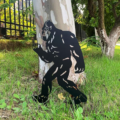 Bigfoot Flip Off Peek Decorative Garden Stake Sasquatch Metal Silhouette Sign Standout Sculpture Decor Outdoor Yard Patio Lawn Big Foot Gifts 17x11.4 in