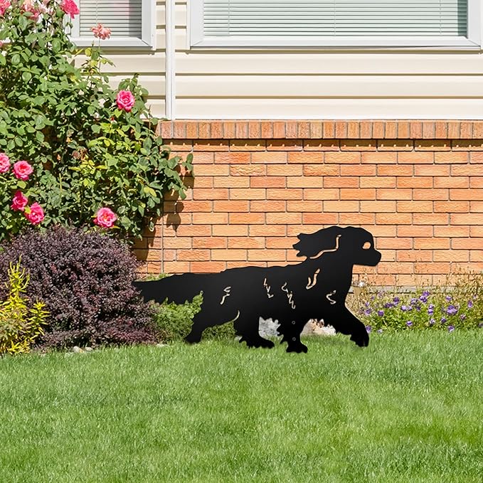 Running Cavalier King Charles Spaniel Garden Statue - Rustproof Metal Outdoor Decor Garden Stake | Dog Topiary Art & King Charles Cavalier Gifts for Pet Lovers