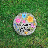 Welcome to My Garden Stepping Stone Outdoor, Butterfly Flower Stone Statue for Garden, Funny Stepping Stone for Yard, Balcony, Patio, Lawn Decorative, Spring in Garden Collection (Butterflies)