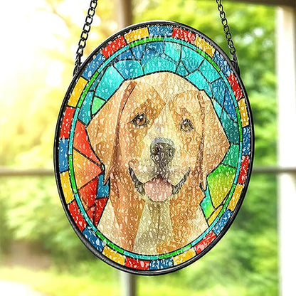 Custom Cat Stained Glass Suncatcher Pet Ornament Memorial Gifts for Pet Lovers, Personalized Pet Memorial Gifts for Dogs Window Hanging, Pets Memorial Gift, Custom Photo Gift for Loss of Dog