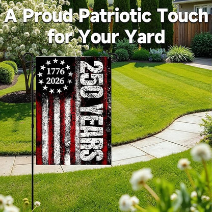 250 Anniversary America Garden Flag, 250th Anniversary USA Patriotic Double-Sided Banner, Double-Sided Burlap, 1776-2026 Semiquincentennial Commemorative, Suitable for Outdoor Lawn Decor (28×40 Inch)