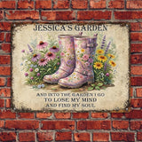 Personalized Garden Signs for Outside Custom Metal Tin Sign for Women, Funny Retro Welcome Metal Sign for Patio, Yard Rustic Home Decor Gifts for Mothers Day, Grandmas, and Gardening Lovers