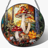 8-Inch Mushroom Suncatcher Ornament: Stained Glass Window Hanging & Decor, Sun Catchers Indoor Window — Gifts for Christmas & Holidays, Ideal Gifts for Nature and Mushroom Lovers, Gift Idea