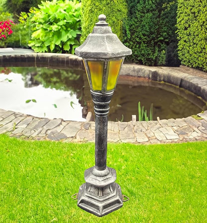 coolboy Street Light Garden Statue for Dogs to Pee On,Puppy Pee Post Training Tool Street Lamp Resin Statue,Indoor Outdoor Street Lights Decor Figurines for Yard Art and Garden Lawn,The （Silver）