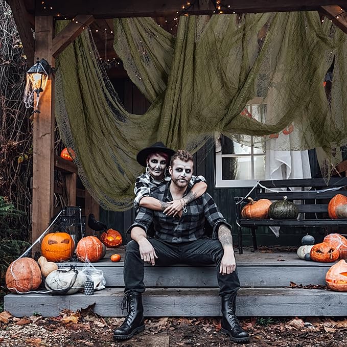 RunNico 400" x 71" Halloween Creepy Cloth - Halloween Spooky Fabric Cloth - Scary Gauze Blood Creepy Clothes for Haunted House Halloweens Party Yard Wall Doorway Outdoors Decoration