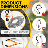 [Upgraded] 79” Black Electroplated Steel Hanging Chain with S-Hooks, Snap Hooks, Ceiling Hooks & Pliers, 33LBS Load Capacity, Adjustable Length for Hanging Bird Feeders, Planters, Lanterns, Billboards