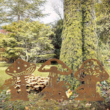 Resama 3 Piece Rusty Metal Mushroom Garden Stakes, Rustic Metal Mushroom Yard Art Decor, Outdoor Garden Decorations for Lawn Patio Backyard, Cottagecore Garden Gifts