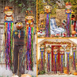 DoubleFill 8 Pcs Thanksgiving Scarecrow Outdoor Hanging Decorations with Tassels Fall Scarecrow Decor Autumn Harvest Yard Signs for Farmhouse Festival 3.3 ft Home Lawn Yard Party Supplies Garden Decor